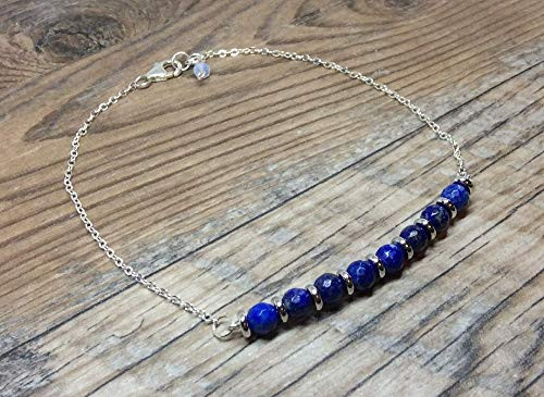 Lapis Lazuli anklet Sterling Silver Throat chakra September birthstone Lapis Lazuli anklet Sterling Silver Throat chakra September birthstone