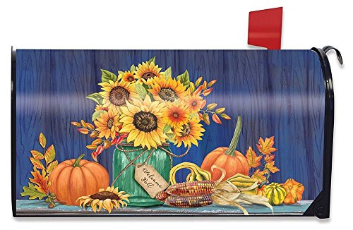 Briarwood Lane Fall Mason Jar Large Mailbox Cover Sunflowers Oversized Pumpkins