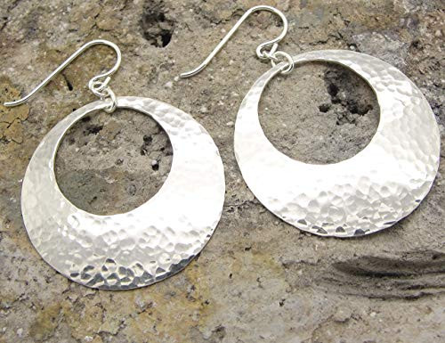 Medium Large 1 1 4 Inch Sterling Silver Disc Earrings with Peephole