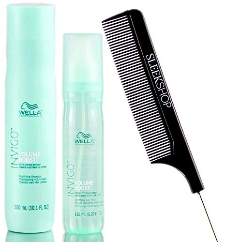 Wella Invigo VOLUME BOOST Shampoo  and  Uplifting Hair Mist -with Sleek Steel Pin Tail Comb- -10.1 oz   5.07 oz-