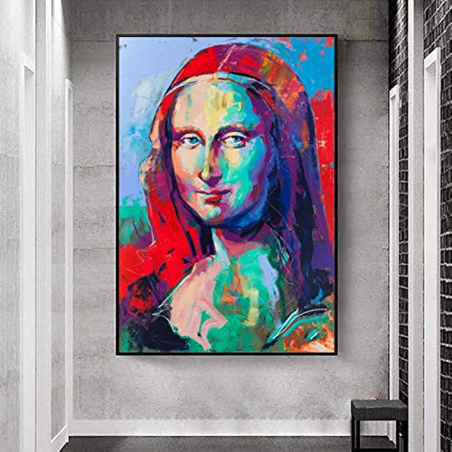 N ? Wall Art Canvas Decorative Painting Abstract Mona Lisa Watercolour Fine Art Painting Gift Posters and Prints Canvas Wall Picture Pictures for Living Room Decoration-60x80cm