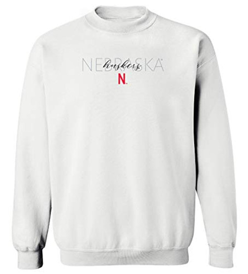 CornBorn Nebraska Cornhuskers Apparel Sweatshirt - Crewneck Fleece Nebraska Huskers with Helmet N - White - XL CornBorn Nebraska Cornhuskers Apparel Sweatshirt - Crewneck Fleece Nebraska Huskers with Helmet N - White - XL