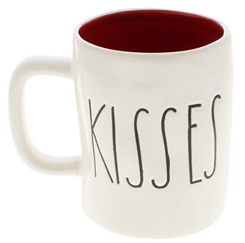 Rae Dunn By Magentainch Hugs Kissesinch  Double Sided Coffee Mug Rae Dunn By Magentainch Hugs Kissesinch  Double Sided Coffee Mug