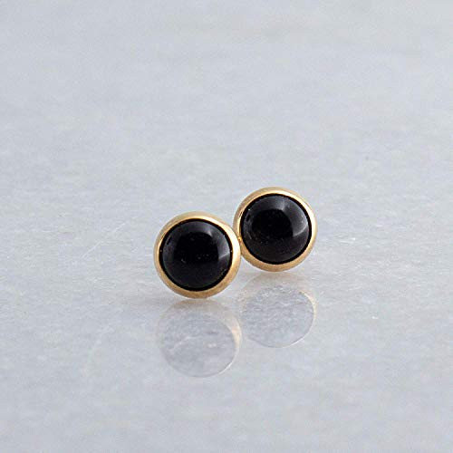 14K Gold Filled and 5mm or 0.19__ Black Onyx Stone Stud Earrings