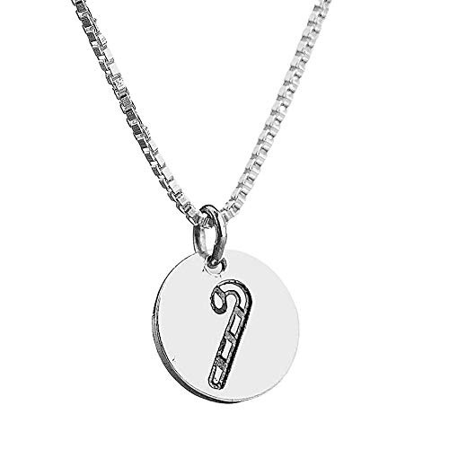 Candy Cane Charm Necklace in Sterling Silver - Christmas Holiday Jewelry
