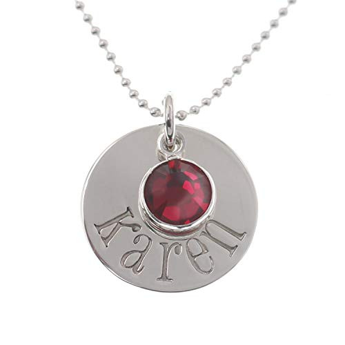 Birthstone Necklace - Personalized Necklace Gift for Women - Sterling Silver Birthday Crystal Charm