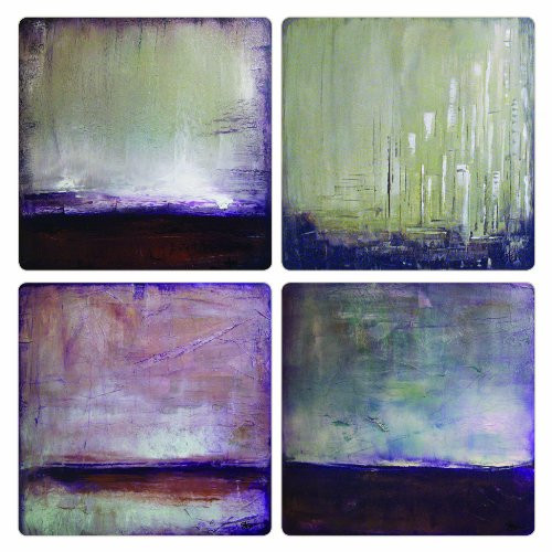 CoasterStone AS9952 Absorbent Coasters, 4-1/4-Inch, "Rustic Abstracts II", Set of 4