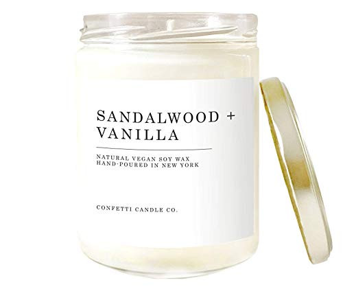 Sandalwood  Plus Vanilla Soy Candle - Vegan Natural Soy Wax - Large Scented Candle