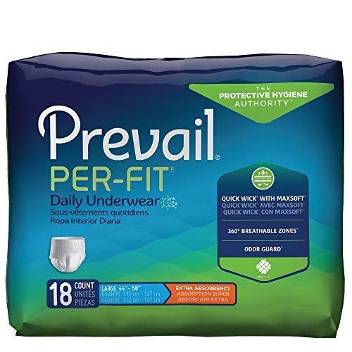 Prevail Per-Fit Extra Absorbency Incontinence Underwear  Large  18-Count -Pack of 4-