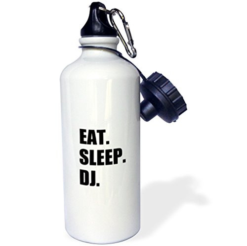 3dRose wb_180396_2 Eat Sleep DJ - passionate about Djing - music deejay black text gifts - Flip Straw Water Bottle, 21oz