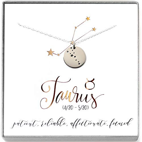 Taurus Zodiac Sign Sterling Silver Astrology Constellation Horoscope Necklace - Gift for Her Taurus Zodiac Sign Sterling Silver Astrology Constellation Horoscope Necklace - Gift for Her