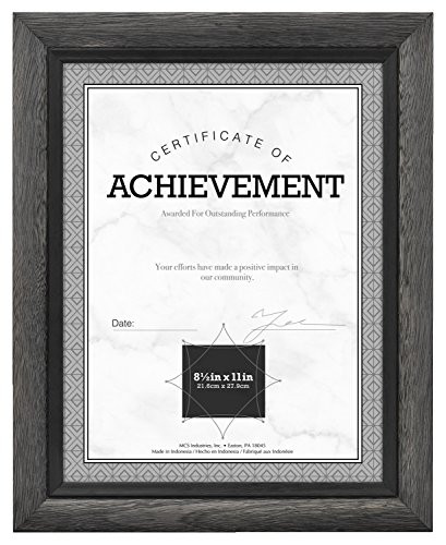 MCS 8.5x11 Inch Regency Wood Document Frame, Black Washed Woodgrain (66971)