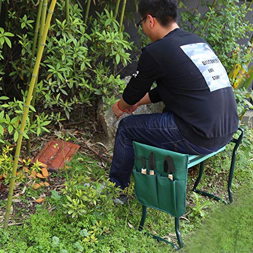 NANI Foldable Kneeler Garden Bench Stool Soft Cushion Seat Pad Kneeling w Tool Pouch - Gardening Assistant Chair Kneelar Cum Seat with Handle - Folding Garden Kneelers  Foldable Gardener Kneeler