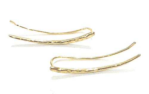 Gold Earrings Long Ear Climbers Crawlers Sweeps Curved Bar Studs