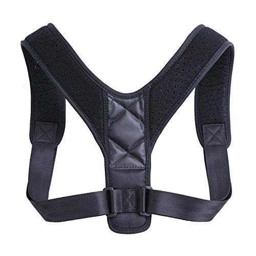 ANGOU Brace Support Belt Adjustable Back Posture Corrector Clavicle Spine Back Shoulder Lumbar Posture Correction-Black_S