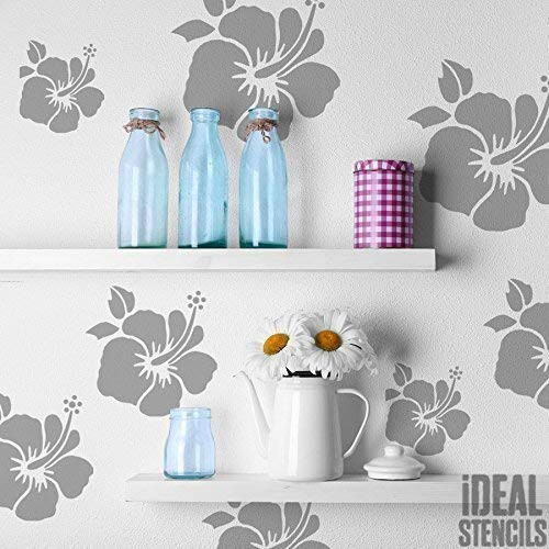 Hibiscus Tropical Flower Stencil - Home Wall Decorating Art  and  Craft Stencil - Paint Walls Fabrics  and  Furniture - 190 Mylar Reusable Stencil -S 17X17CM- Hibiscus Tropical Flower Stencil - Home Wall Decorating Art  and  Craft Stencil - Paint Walls Fabrics  and  Furniture - 190 Mylar Reusable Stencil -S 17X17CM-