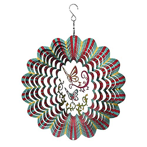 HSada Metal Garden Butterfly Wind Spinner - 3D Stainless Steel Outdoor Yard Spinner - Large Decorative Wind Spinners with Hanging Hook - Butterfly Yard and Lawn Art Decorations