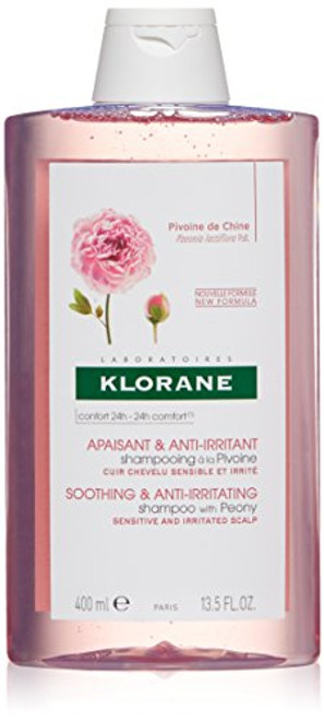 Klorane Shampoo with Peony, Soothing Relief for Dry Itchy Flaky Sensitive Scalp, pH Balanced, Provides Scalp Comfort, 13.5 oz.