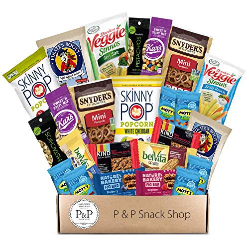 Healthy Non-GMO Snack Box -30 CT-. Healthy Care Package  Chips  Cookies  Snack Bars  Fruit Snacks  Nuts  Popcorn Gift Box. Great for Offices  College Student -Dorm-  Military Basket.