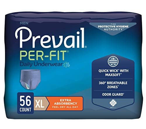 Prevail Per-Fit Incontinence Protective Underwear for Men  Extra Absorbency  X-Large  56 Count