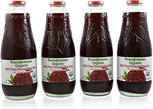 100 Percent Pomegranate Juice - USDA Organic Certified - Glass Bottle -4 Pack- 100 Percent Pomegranate Juice - USDA Organic Certified - Glass Bottle -4 Pack-