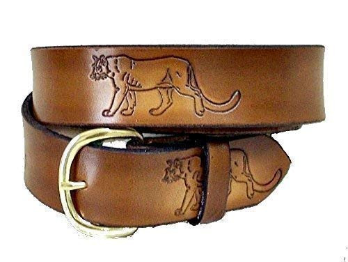 COUGAR PUMA MOUNTAIN LION DESIGN CUSTOM HANDMADE LEATHER BELT 1 1 2inch  WIDE
