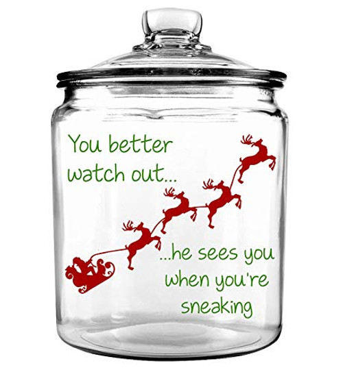 You Better Watch Out Cookie Jar - Santa Cookie Jar - Christmas Cookie Tin - Christmas Cookies For Santa -Christmas Cookie Jar - Gift Box Cookie Jar