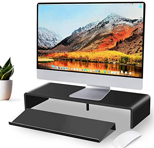 Acrylic Computer Monitor Riser Stand and Competer Keyboard Stand Set for Flat Screen LCD LED TV  Laptop Notebook Xbox One  Office Desk  Home