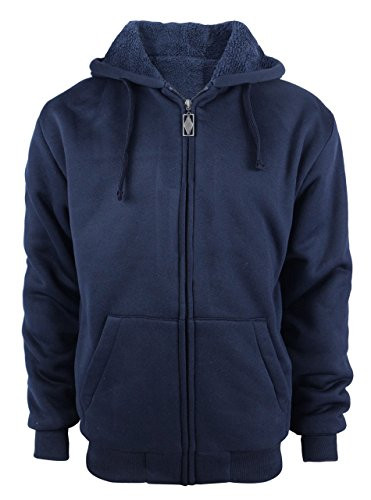 ZITY Men_s Full-Zip Fleece Hoodie Jacket Navy Medium