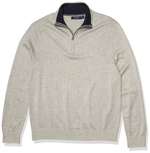 Nautica Men_s Quarter-Zip Sweater  Grey Heather  Medium