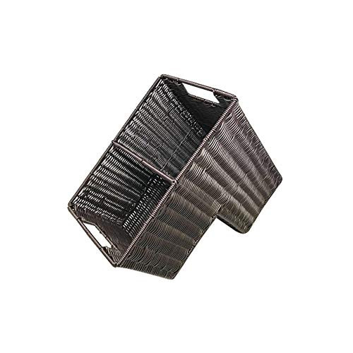 Trademark Innovations 14.5inch  Plastic Wicker Storage Stair Basket with Handles -Gray-