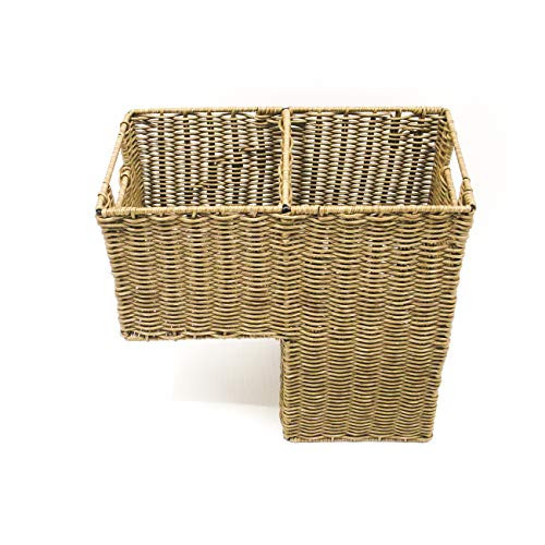 Trademark Innovations 14.5inch  Plastic Wicker Storage Stair Basket with Handles -Natural-