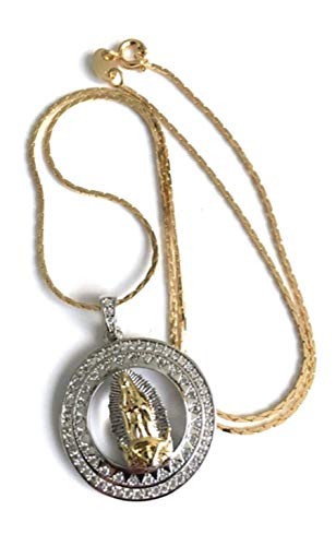Our Lady of Guadalupe Silver Plated Medal Necklace 18k Gold Plated Chain 17 Inches