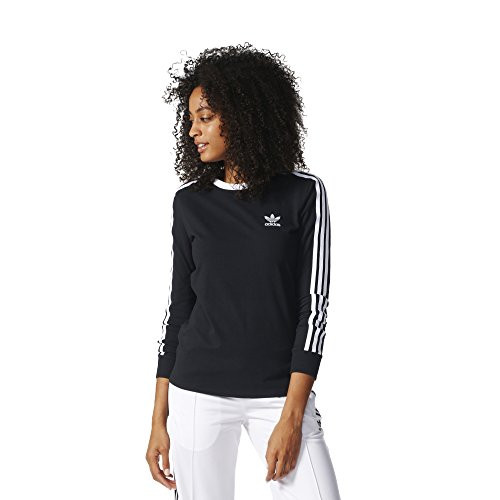 adidas Originals Women_s 3 Stripes Long sleeve Tee  Black  XS
