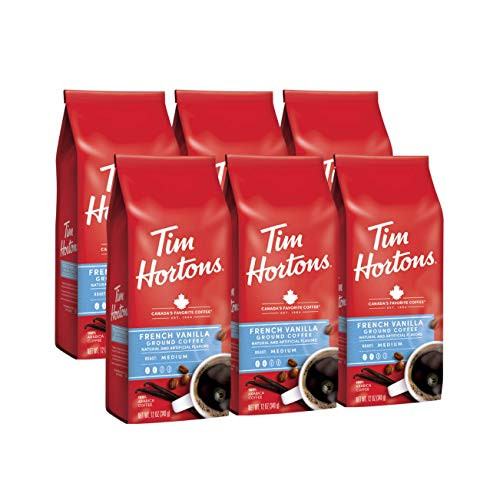 Tim Hortons French Vanilla  Flavored Roast Ground Coffee  Made with 100 Percent  Arabica Beans  72 Ounce -6 x 12 oz Bags-