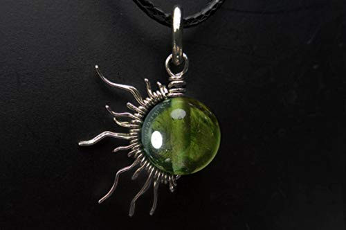 Sun Burst Genuine Moldavite Pendant or Charm in Stainless Steel- Tektite Celestial Jewelry With Certificate of Authenticity