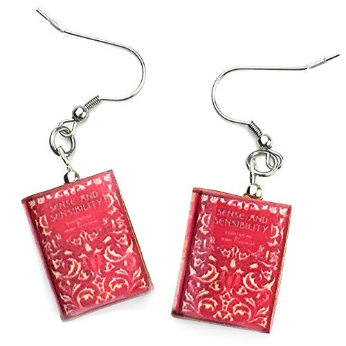 Sense and Sensibility Jane Austen First Edition Clay Mini Book Hypoallergenic Dangle Hook Earrings Sense and Sensibility Jane Austen First Edition Clay Mini Book Hypoallergenic Dangle Hook Earrings
