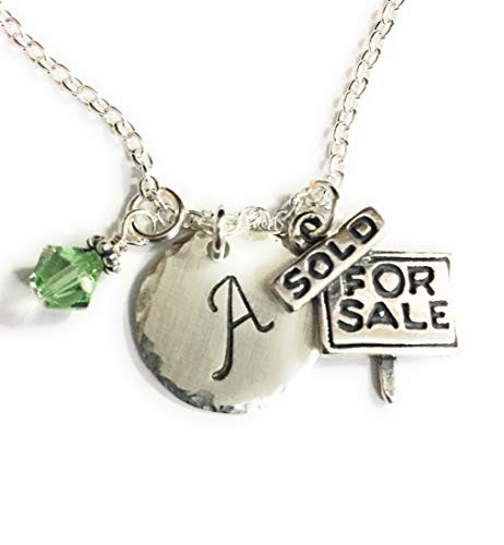 Realtor Hand Stamped Sterling Silver Initial Charm Necklace