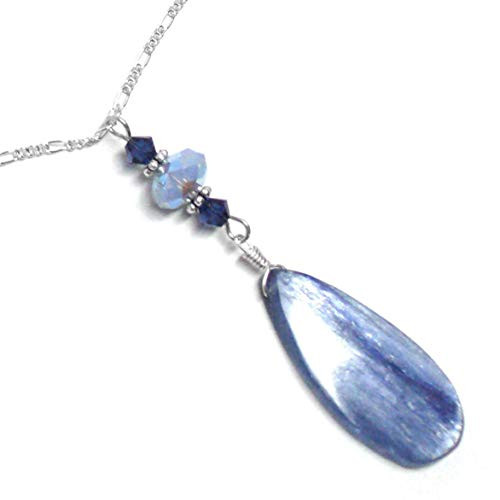 Ice Blue Kyanite Flat Teardrop Chain Necklace Sterling Silver or Gold-Filled Ice Blue Kyanite Flat Teardrop Chain Necklace Sterling Silver or Gold-Filled