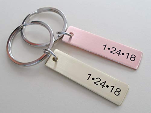 Custom Personalized Small Tag Keychain  Engraved Anniversary Gift  Husband Wife Key Chain  Boyfriend Girlfriend Gift  Customized Couples Keychain