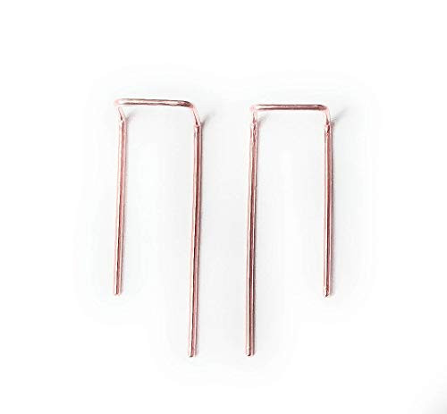 Double Piercing Threader Earrings Rose Gold Filled Lobe Two hole Staple Ear Jewelry