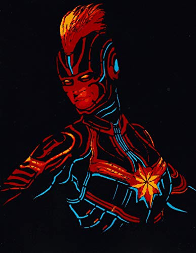 Captain Marvel Neon Style Spray Painting on Sheet Metal