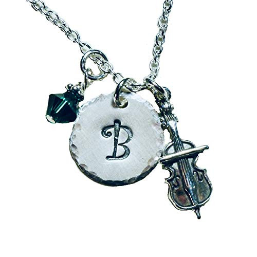 Cello Hand Stamped Sterling Silver Initial Charm Necklace Cello Hand Stamped Sterling Silver Initial Charm Necklace