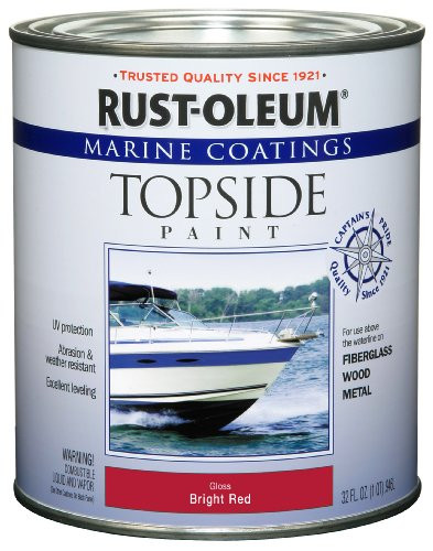 Rust-Oleum 207004 Marine Coatings Topside Paint, Quart, Bright Red
