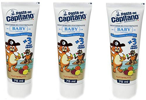 Pasta del Capitano Baby Toothpasteinch Tuttifruttiinch All Fruits After 3 Years 75ml 2.54fl.oz Pack of 3 Pasta del Capitano Baby Toothpasteinch Tuttifruttiinch All Fruits After 3 Years 75ml 2.54fl.oz Pack of 3