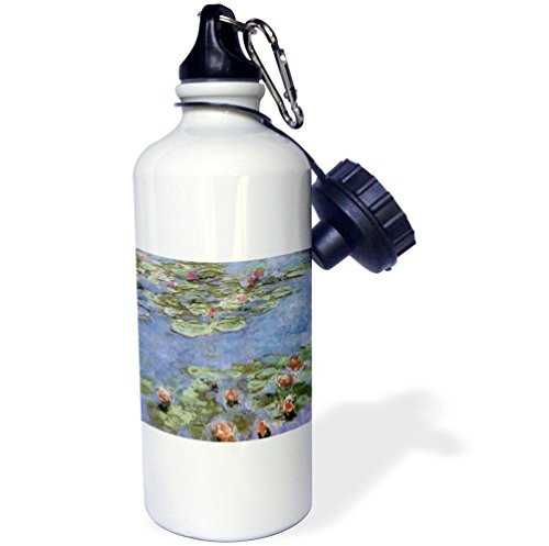 3dRose wb_164644_1 Water Lilies Vintage Monet Sports Water Bottle, 21 oz, White