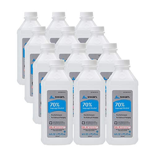 Swan 70 Percent Isopropyl Alcohol First Aid Antiseptic Clear 16 Fl Oz -Pack of 12- Swan 70 Percent Isopropyl Alcohol First Aid Antiseptic Clear 16 Fl Oz -Pack of 12-