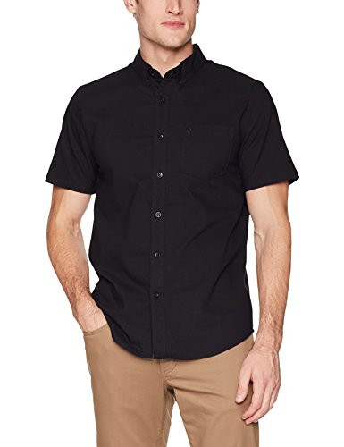 Volcom Men_s Everett Oxford Short Sleeve Shirt New black XXL
