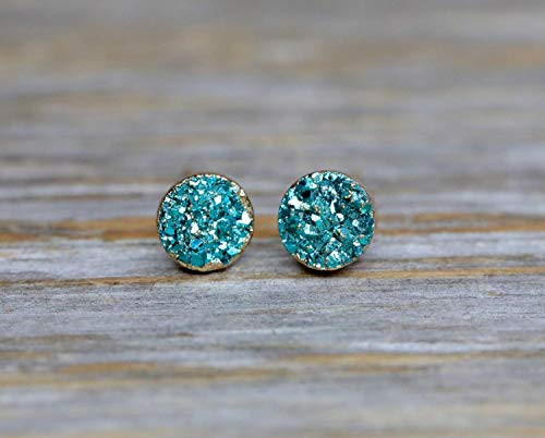 Aqua Blue Druzy Stud Earring Real Genuine Druzy Quartz Gemstone- Small 6mm- Women_s Jewelry Gift Idea Aqua Blue Druzy Stud Earring Real Genuine Druzy Quartz Gemstone- Small 6mm- Women_s Jewelry Gift Idea