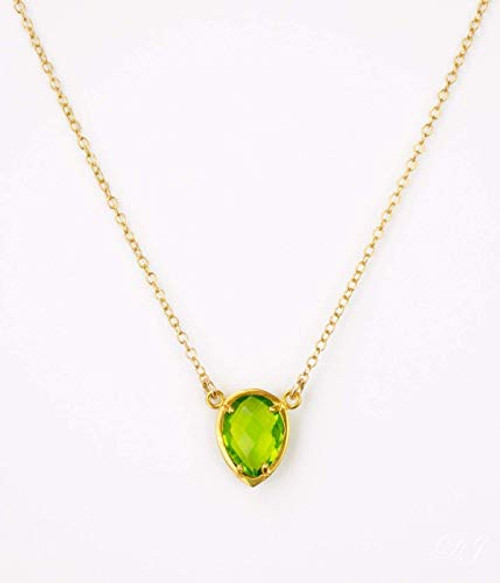 August Birthstone Necklace Gold Peridot Necklace Christmas gift for friend -UPTD- August Birthstone Necklace Gold Peridot Necklace Christmas gift for friend -UPTD-